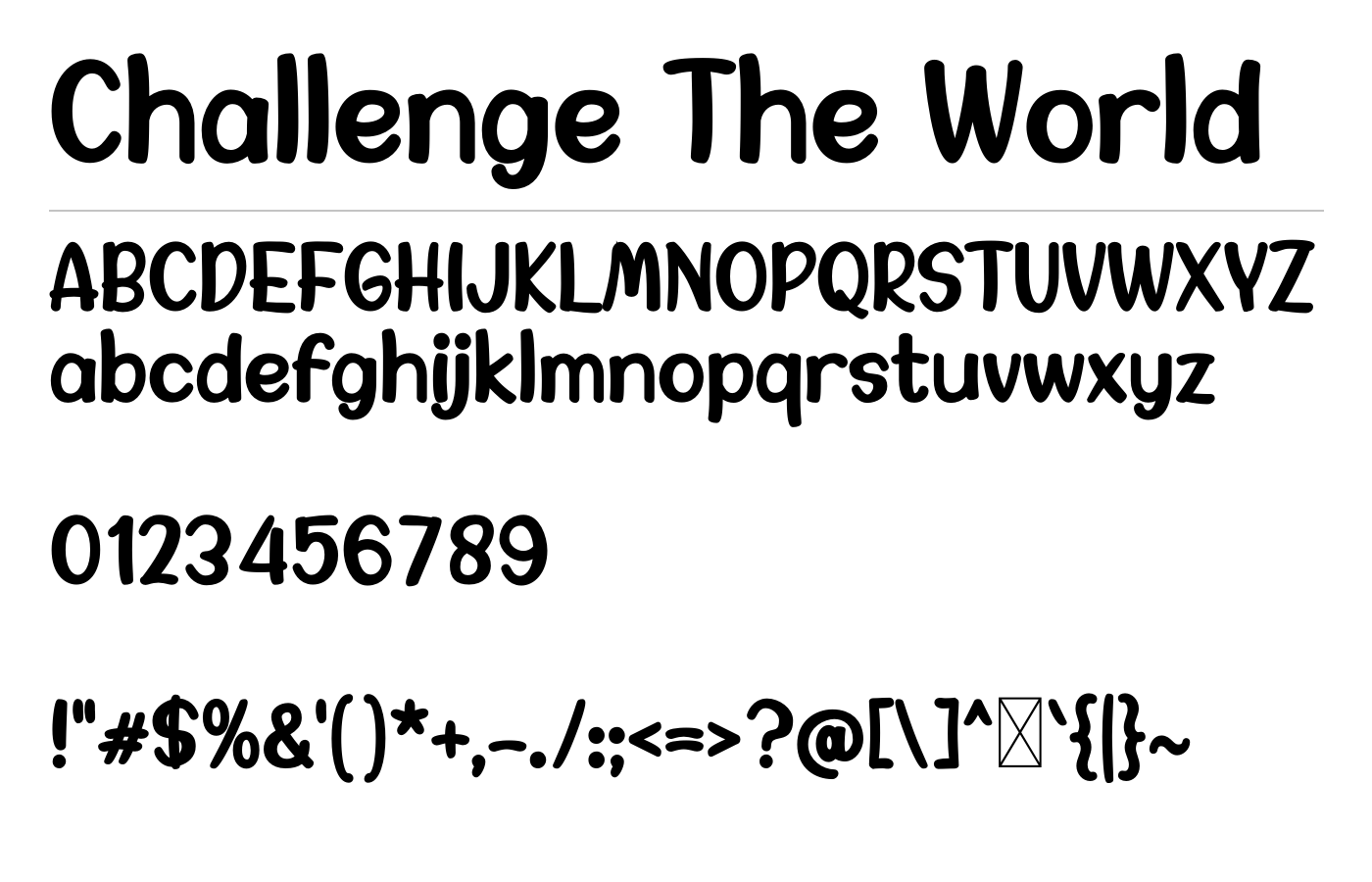 Challenge The World Font preview