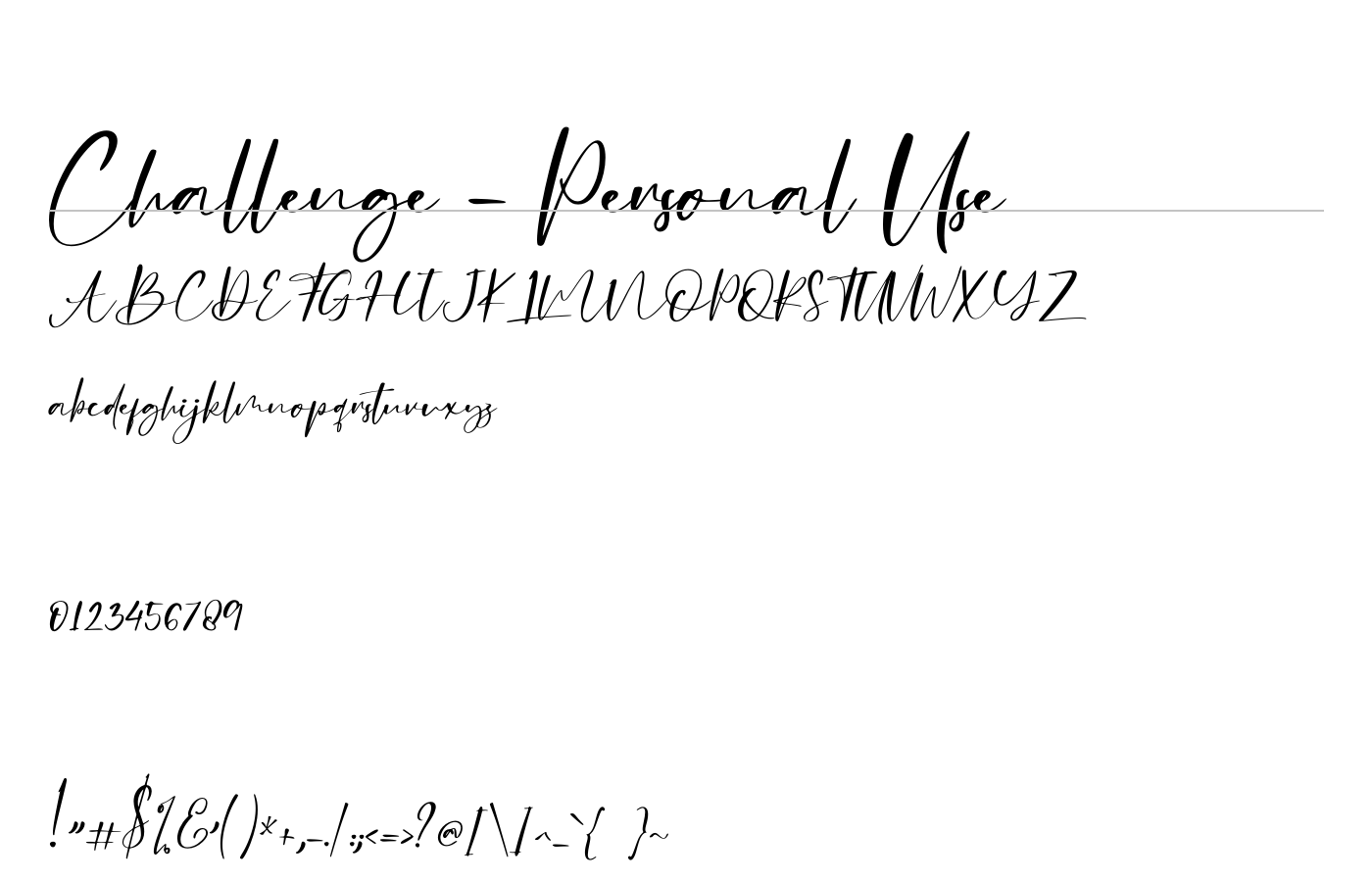 Challenge - Personal Use Font preview