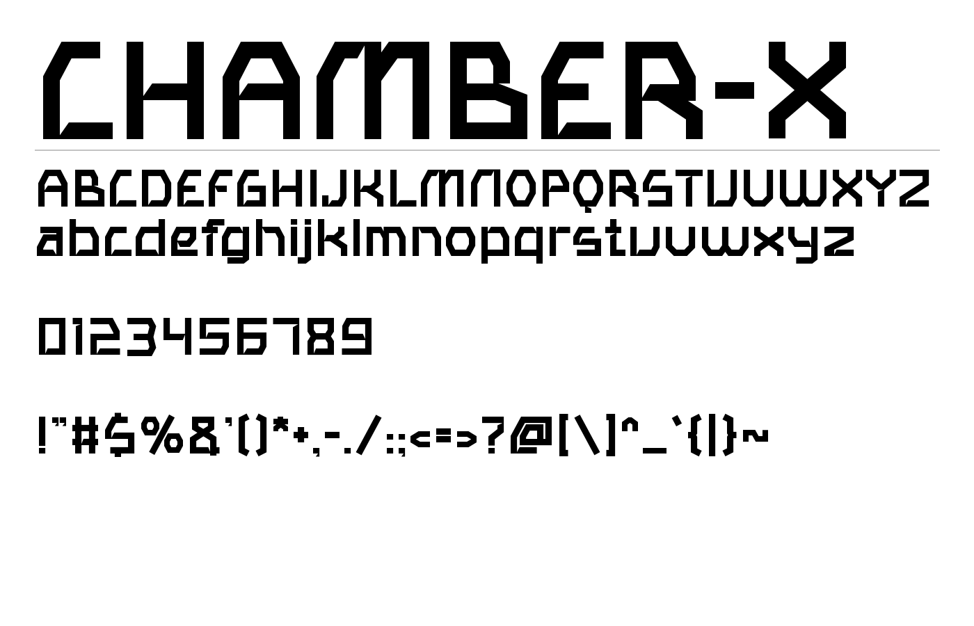 CHAMBER-X Font preview