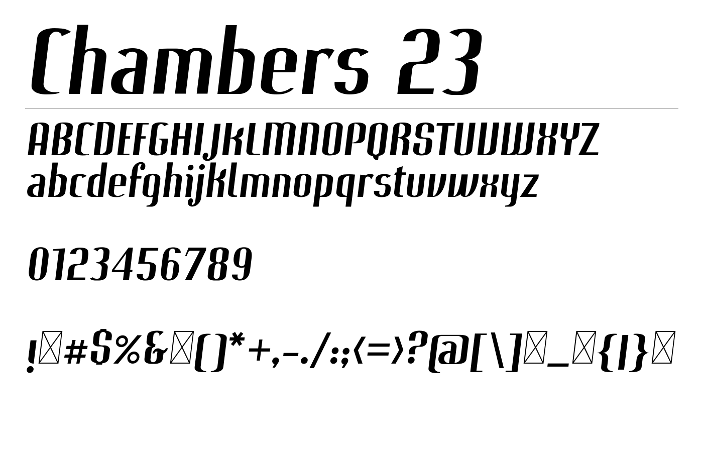 Chambers 23 Font preview