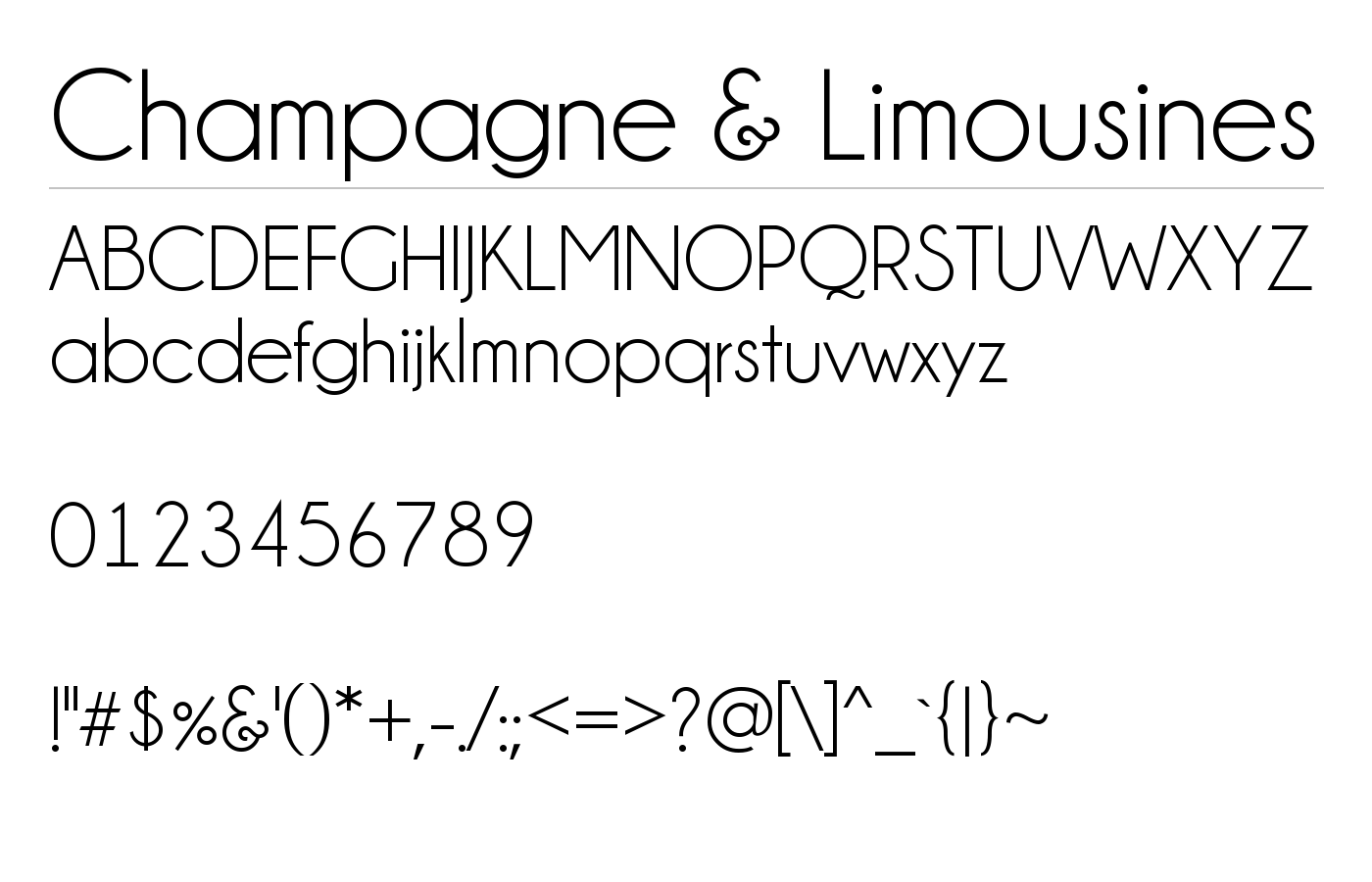 Champagne & Limousines Font preview
