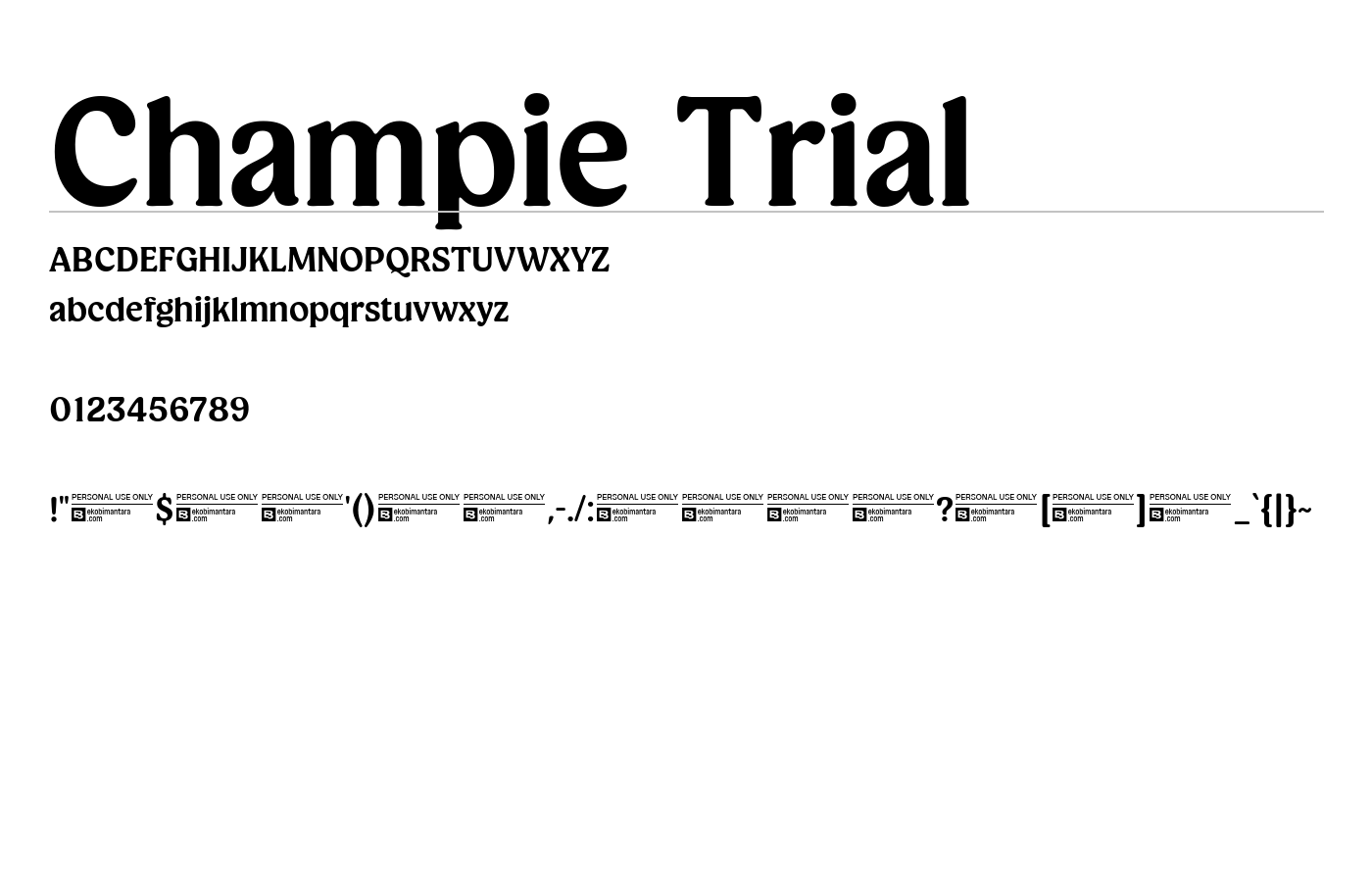 Champie Trial Font preview
