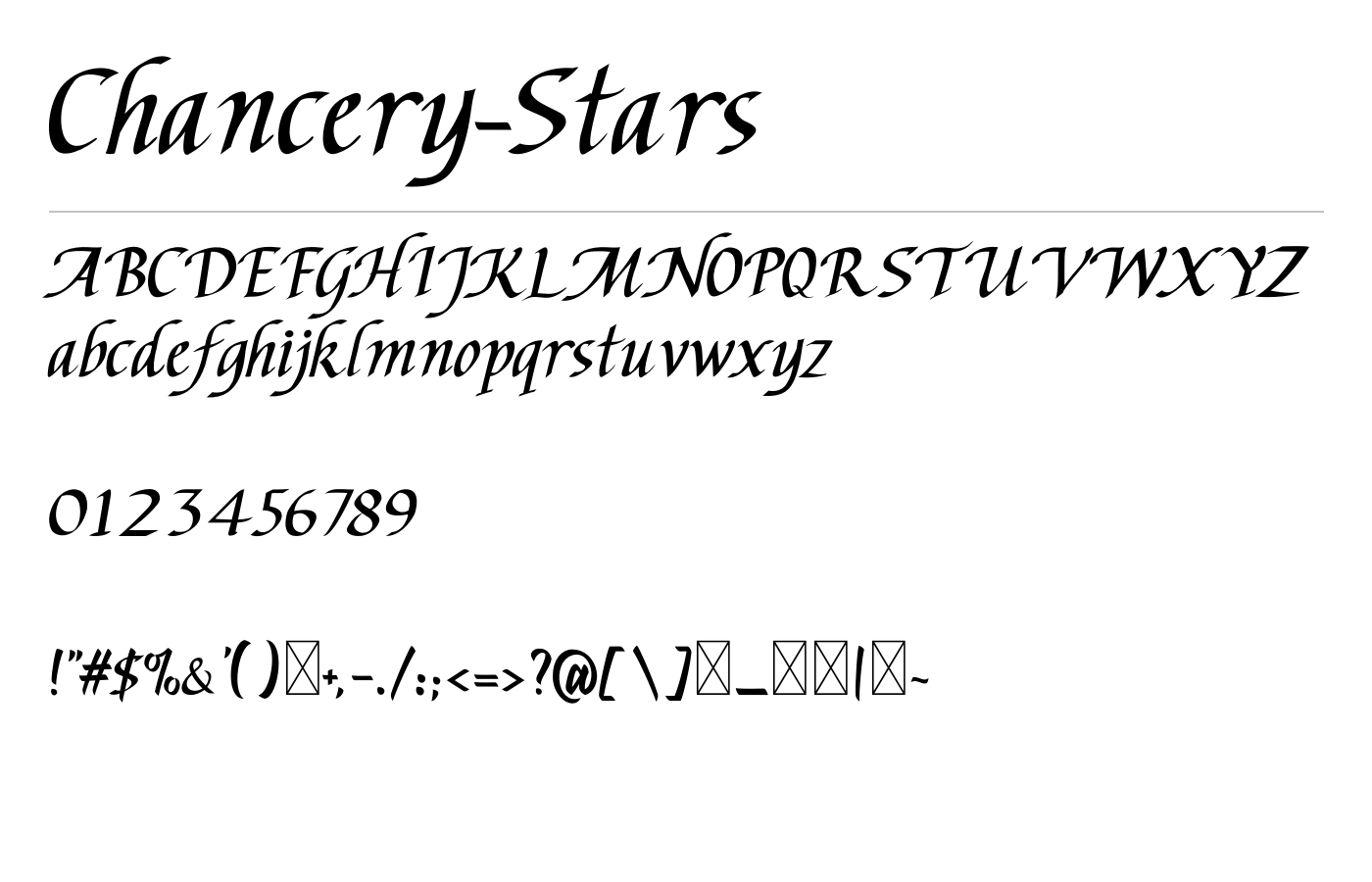 Chancery-Stars Font preview