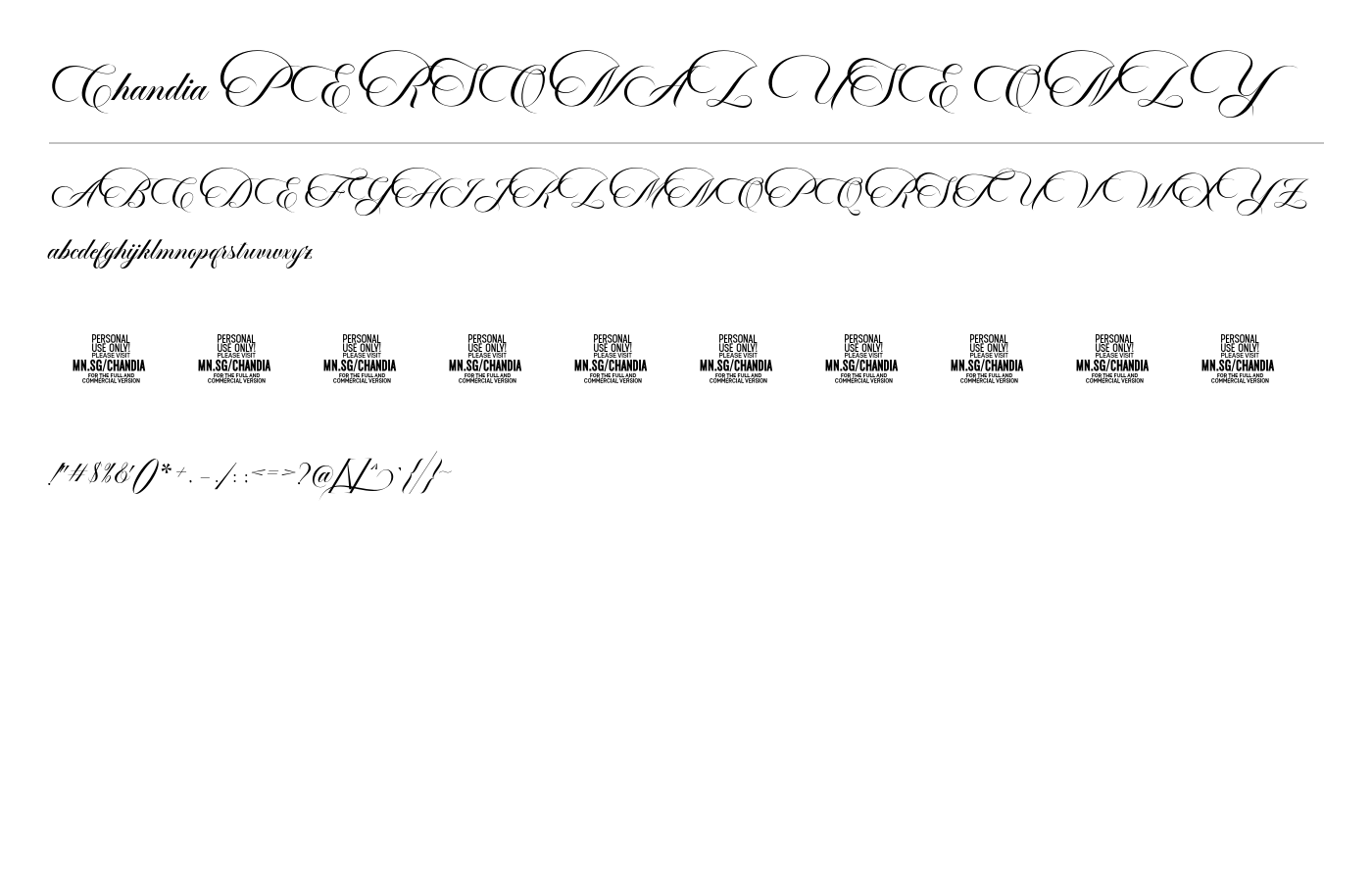 Chandia PERSONAL USE ONLY Font preview