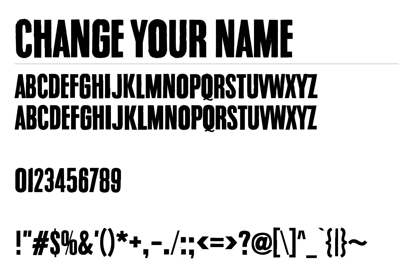 Change your name Font preview