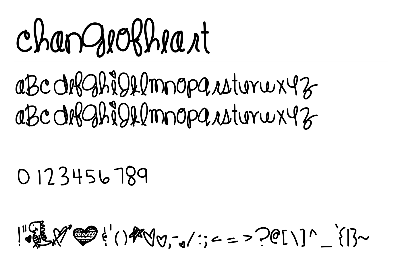 ChangeOfHeart Font preview