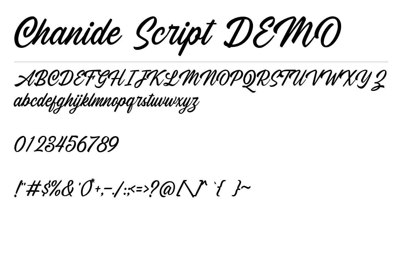 Chanide Script DEMO Font preview