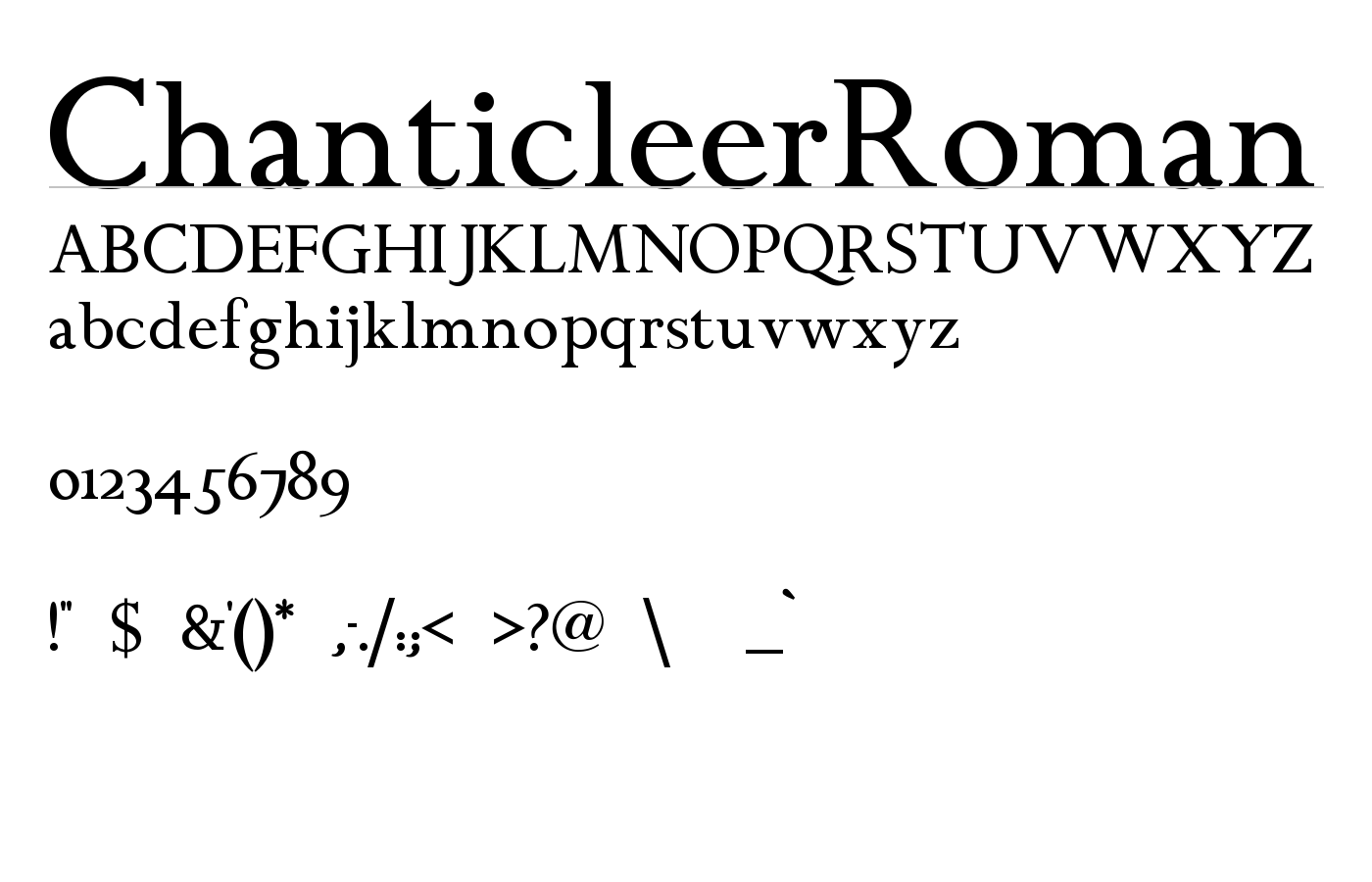 ChanticleerRoman Font preview