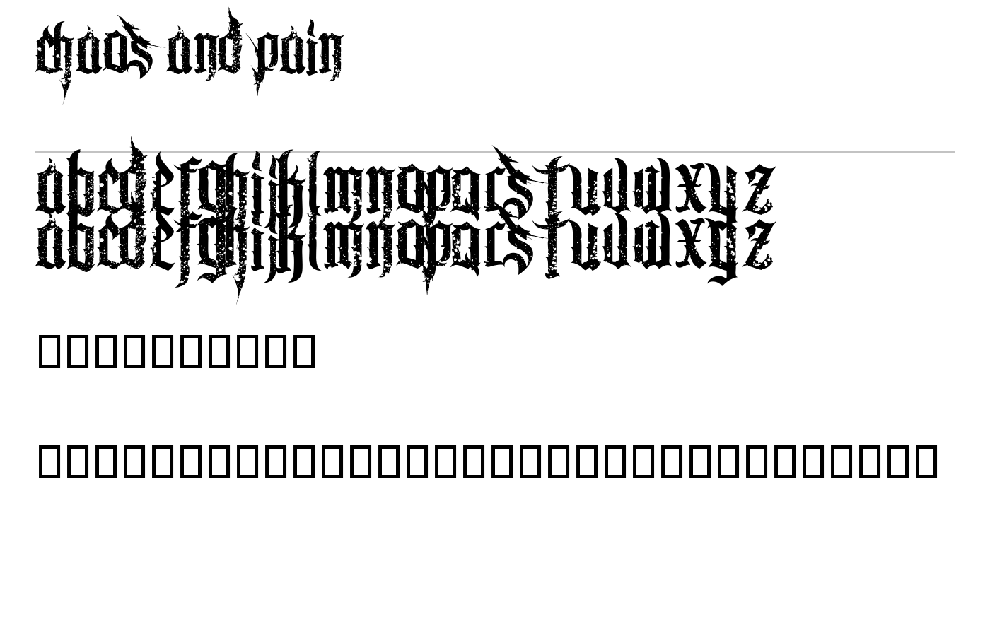 Chaos and Pain Font preview
