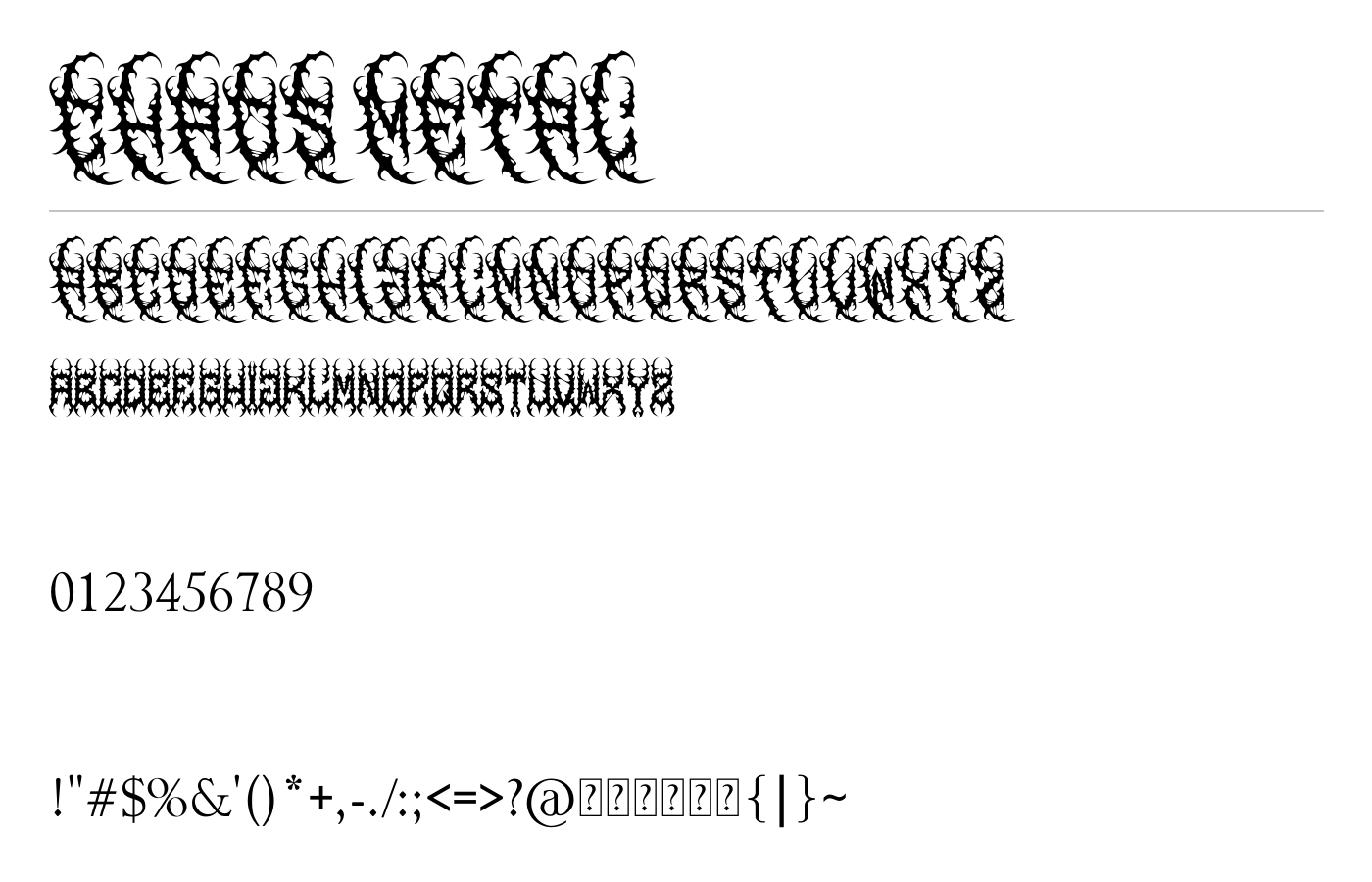 CHAOS METAL Font preview