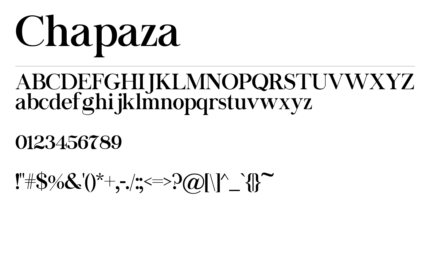 Chapaza Font preview