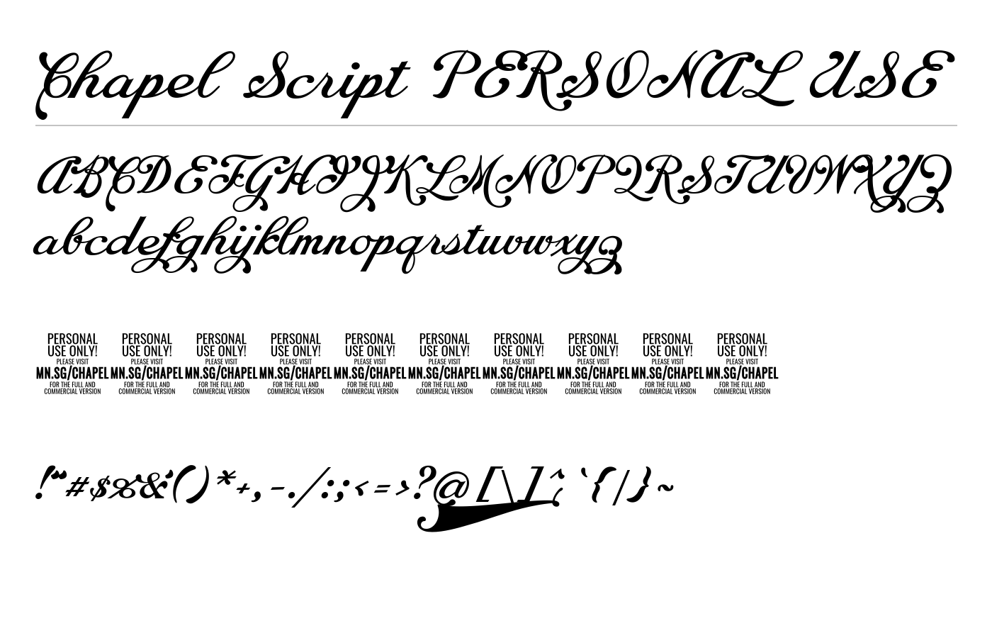 Chapel Script PERSONAL USE Font preview