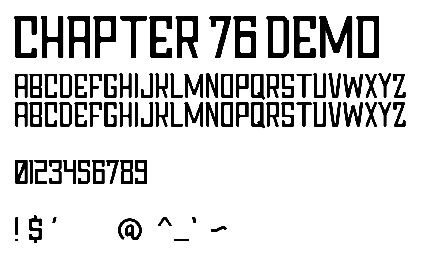 Chapter 76 Demo Font preview