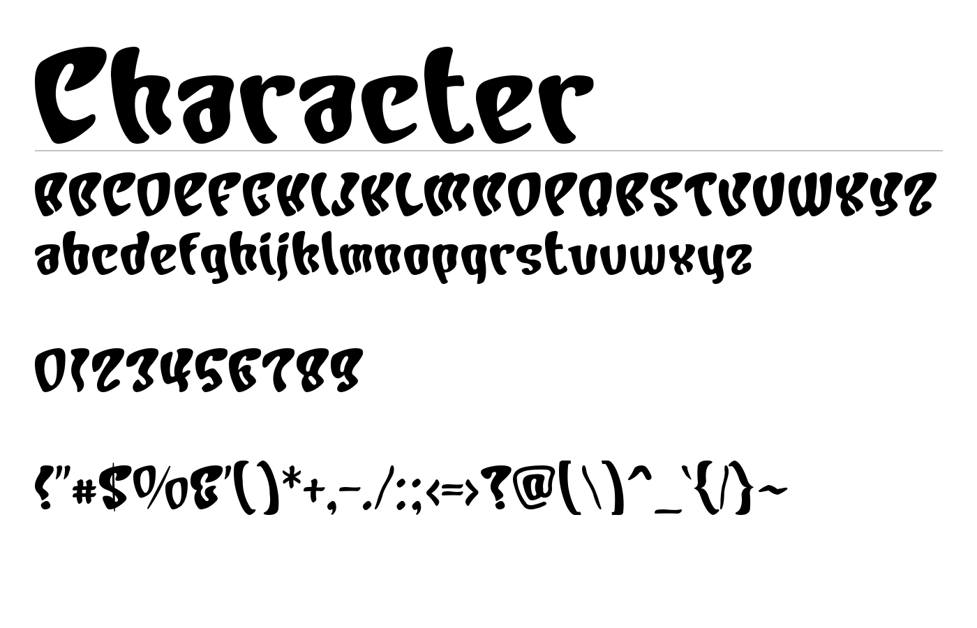 Character Font preview