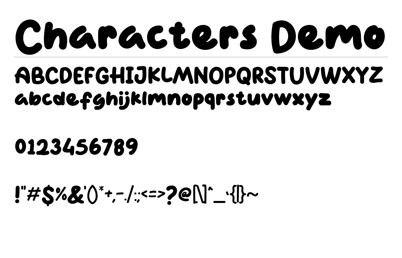 Characters Demo Font preview