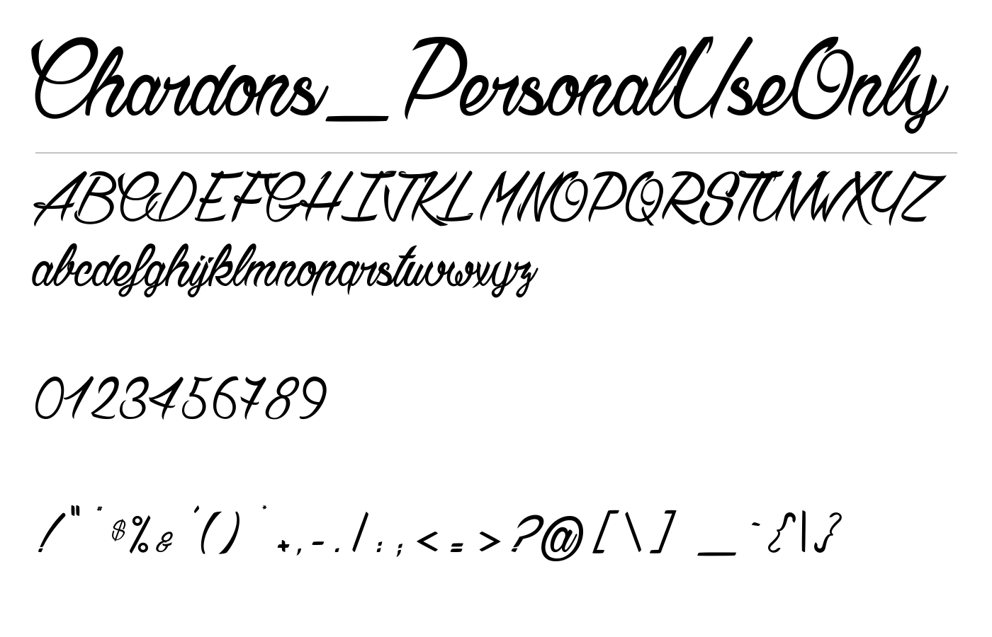 Chardons_PersonalUseOnly Font preview