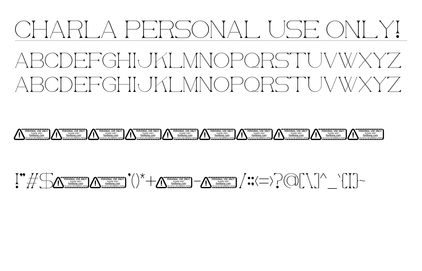 Charla PERSONAL USE ONLY! Font preview