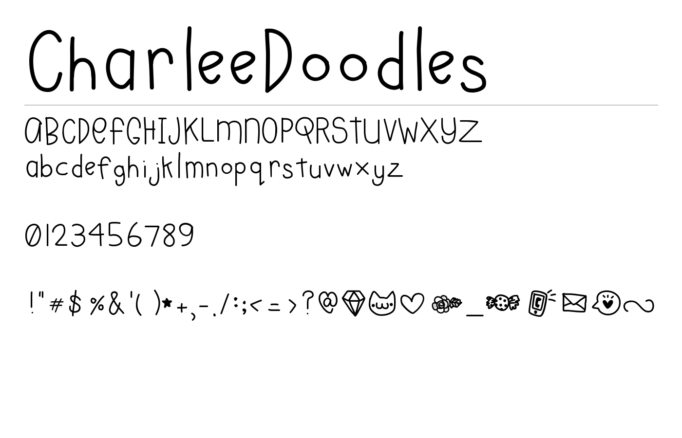CharleeDoodles Font preview
