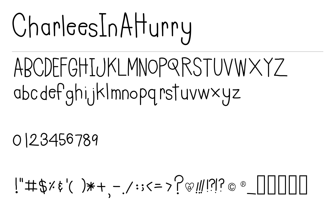 CharleesInAHurry Font preview