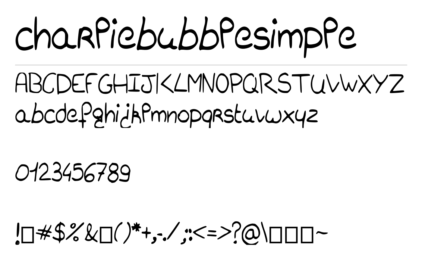 charliebubblesimple Font preview
