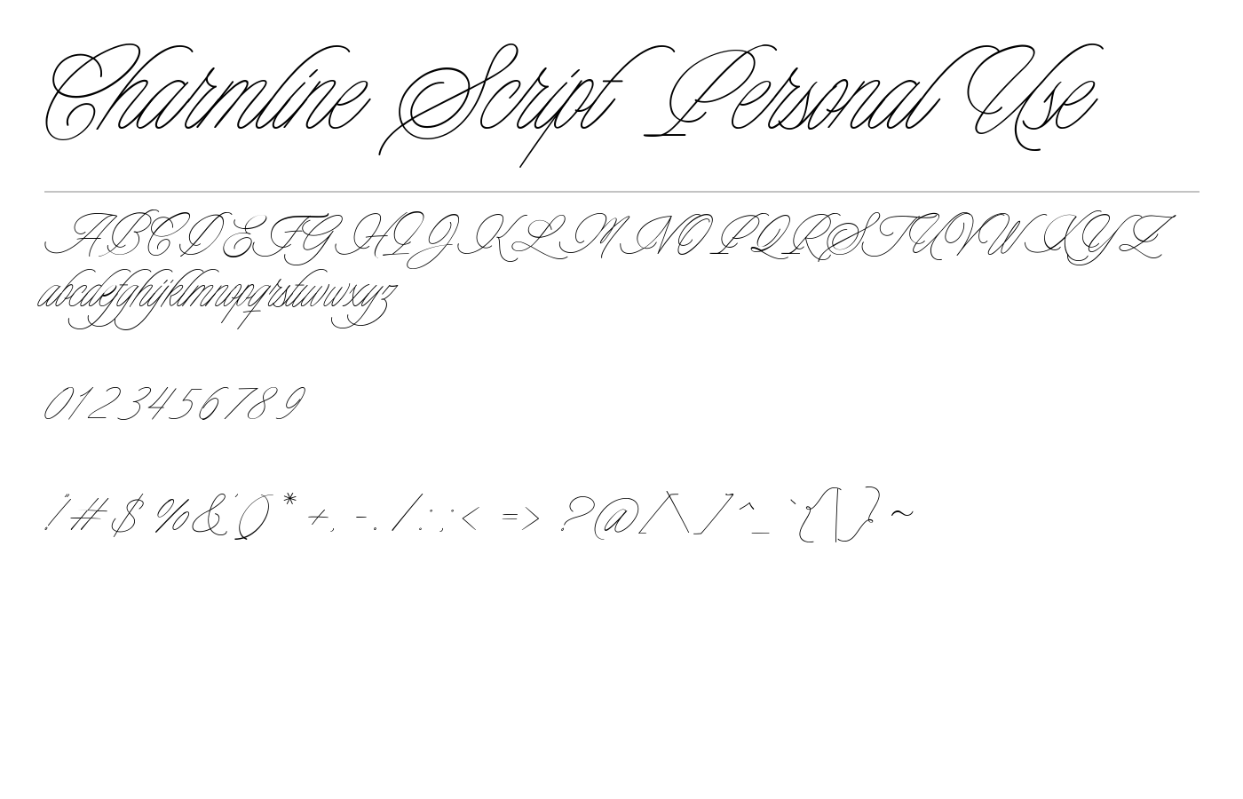 Charmline Script Personal Use Font preview