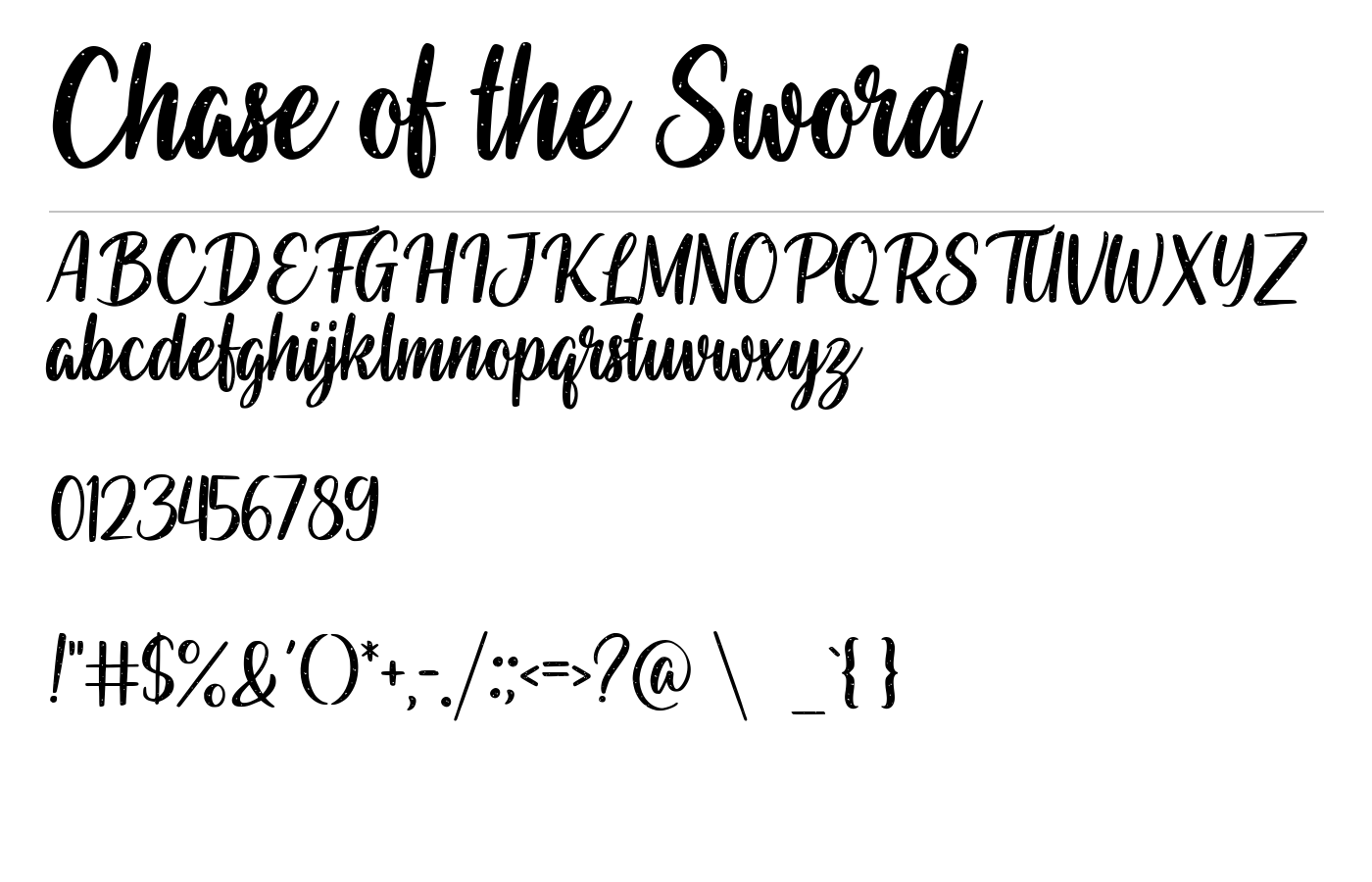 Chase of the Sword Font preview