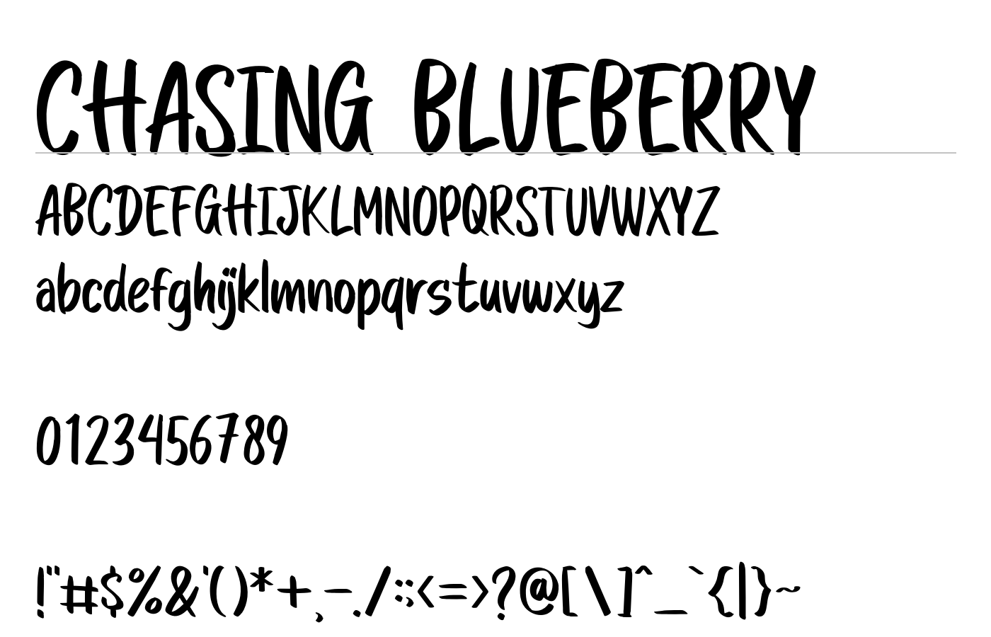 CHASING BLUEBERRY Font preview