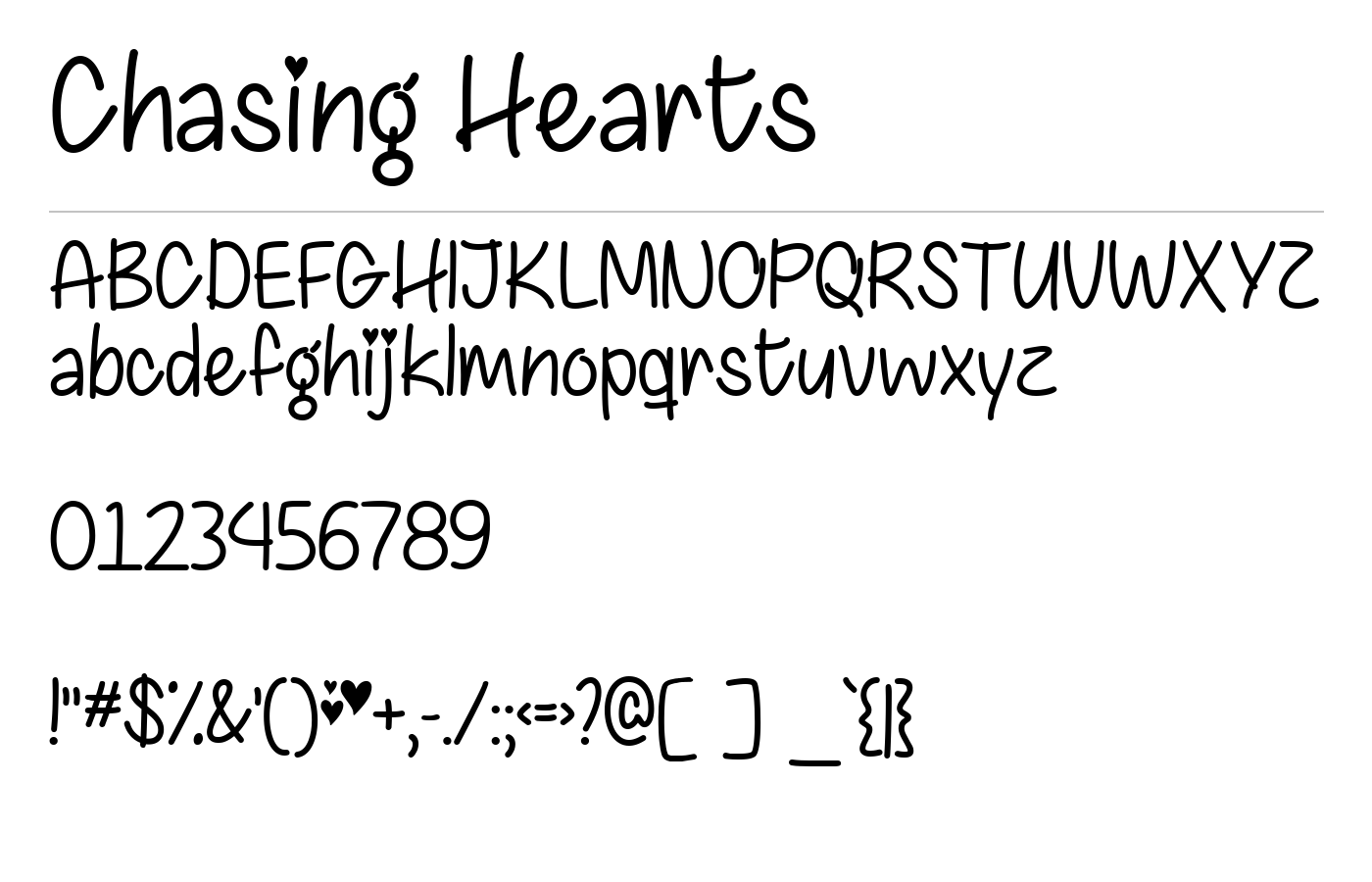 Chasing Hearts Font preview