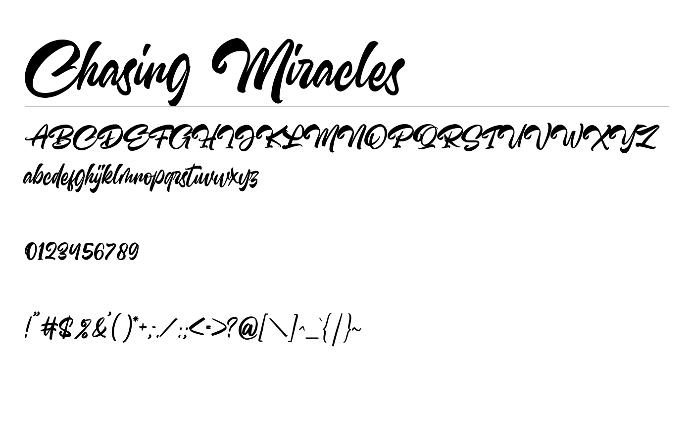 Chasing Miracles Font preview