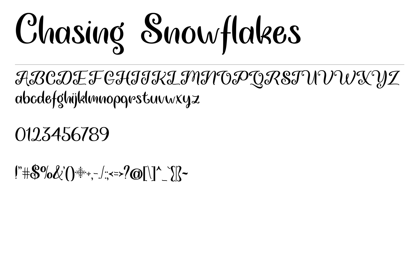 Chasing Snowflakes Font preview
