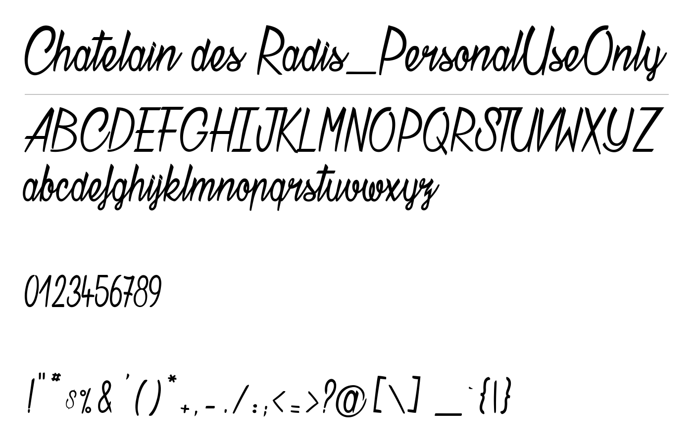 Chatelain des Radis_PersonalUseOnly Font preview