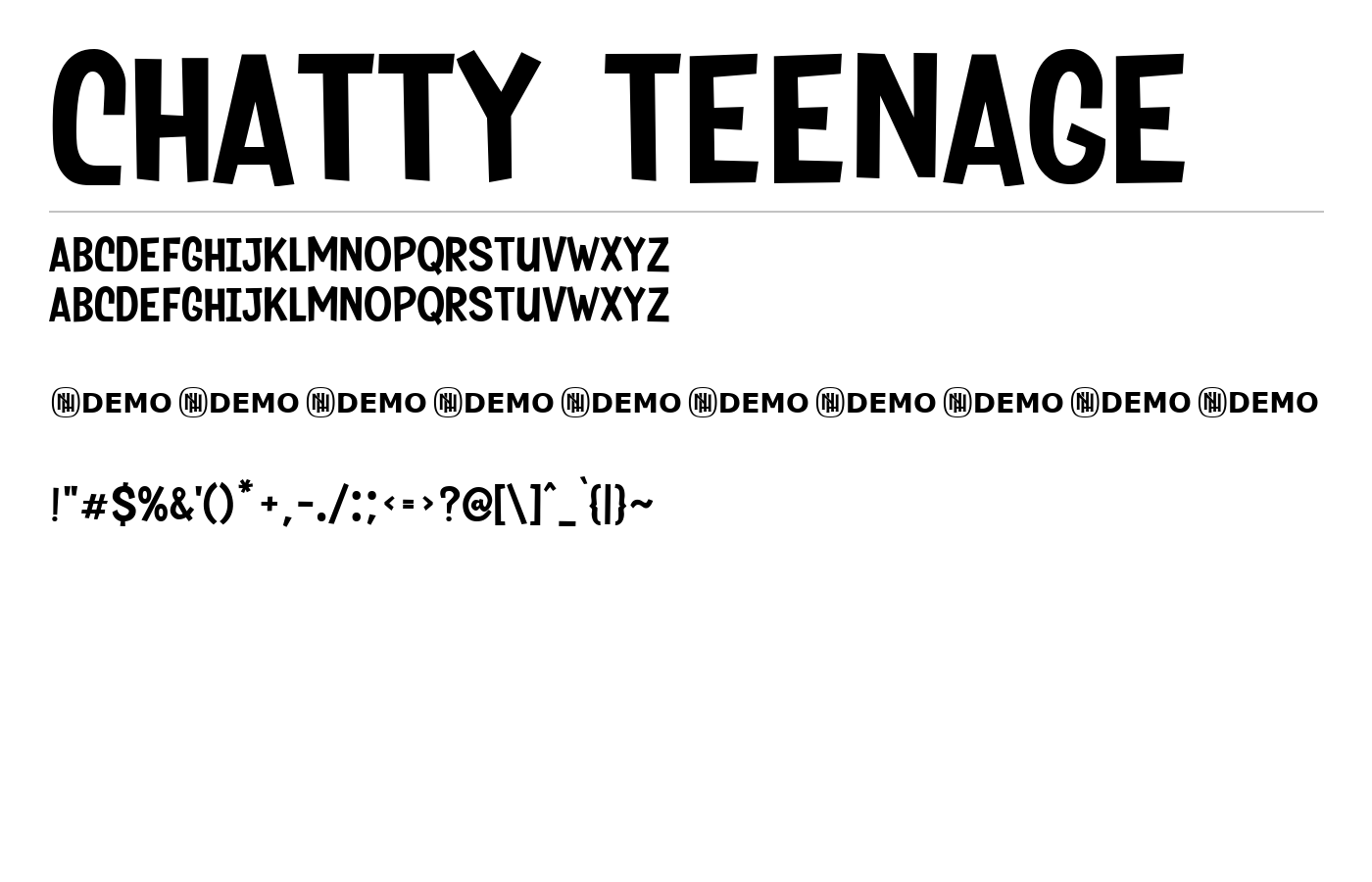 Chatty Teenage Font preview