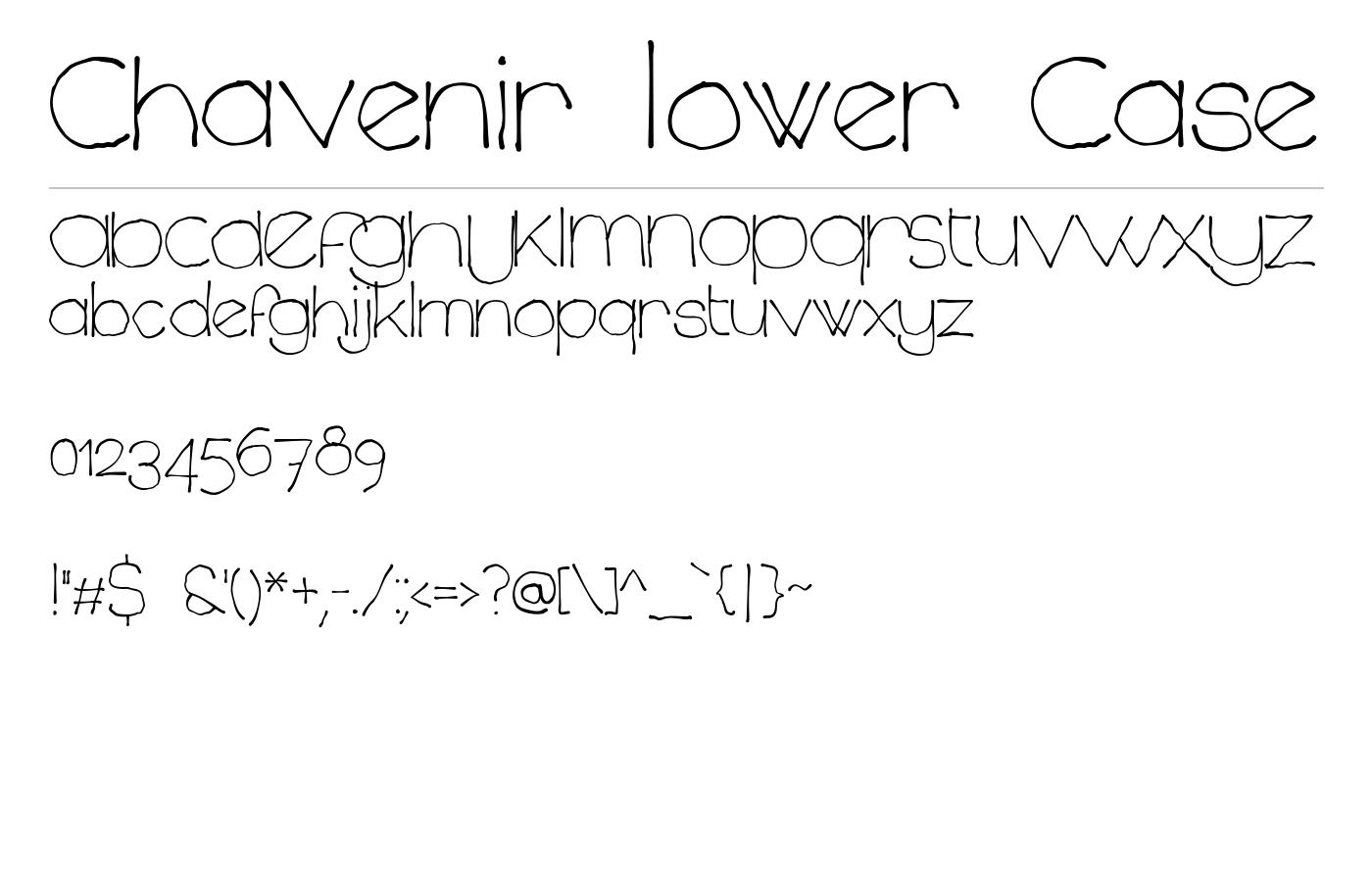 Chavenir Lower Case Font preview