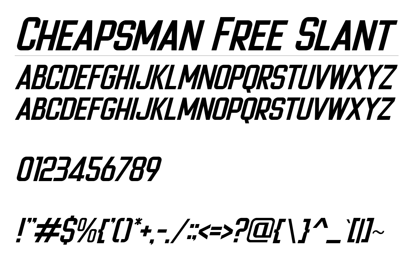 Cheapsman Free Slant Font preview