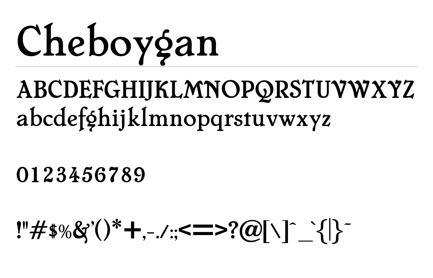 Cheboygan Font preview
