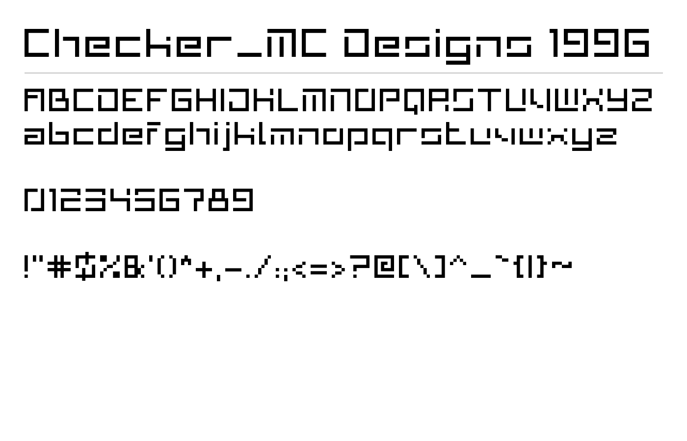 Checker_MC Designs 1996 Font preview