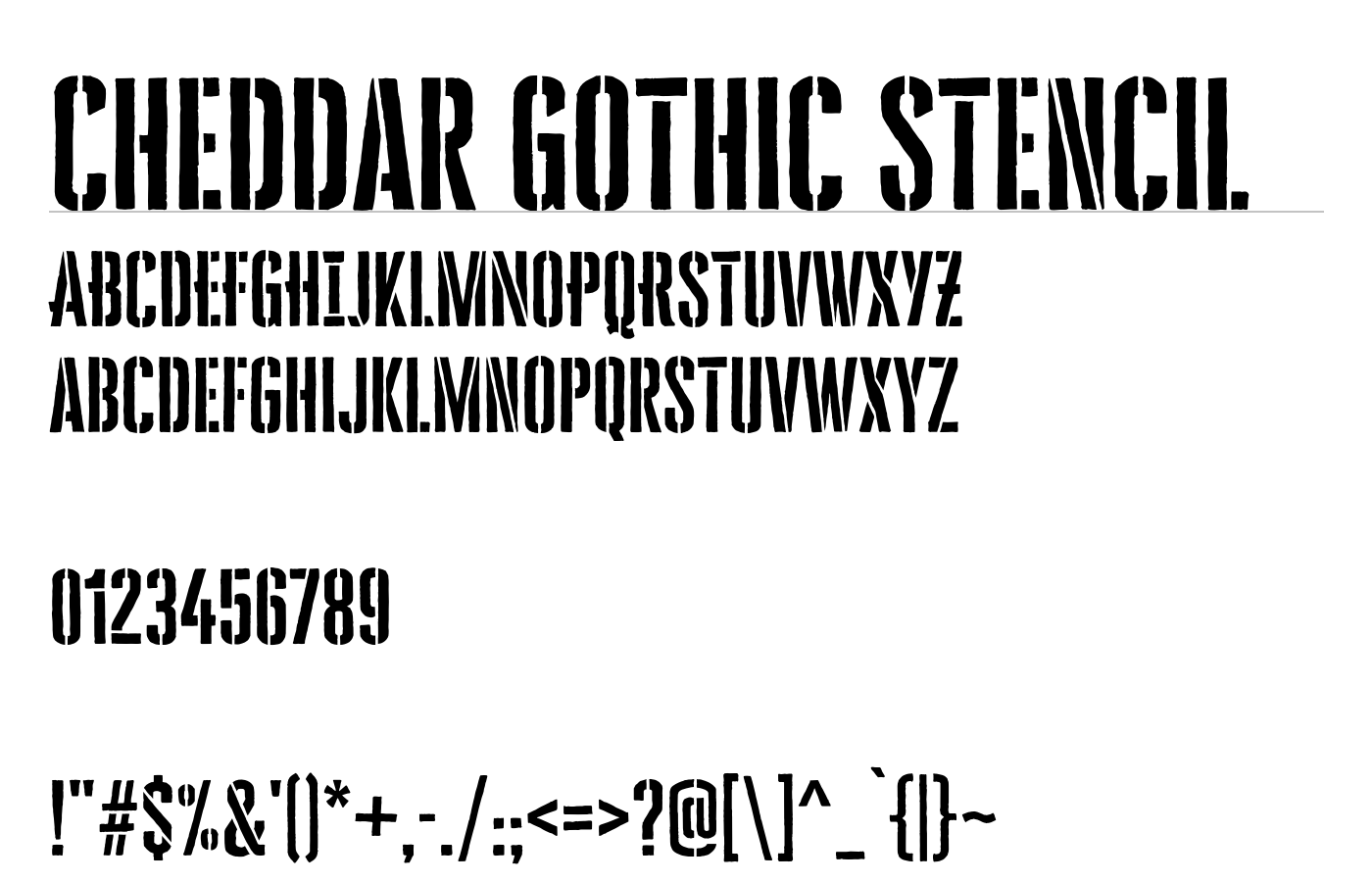 Cheddar Gothic Stencil Font preview