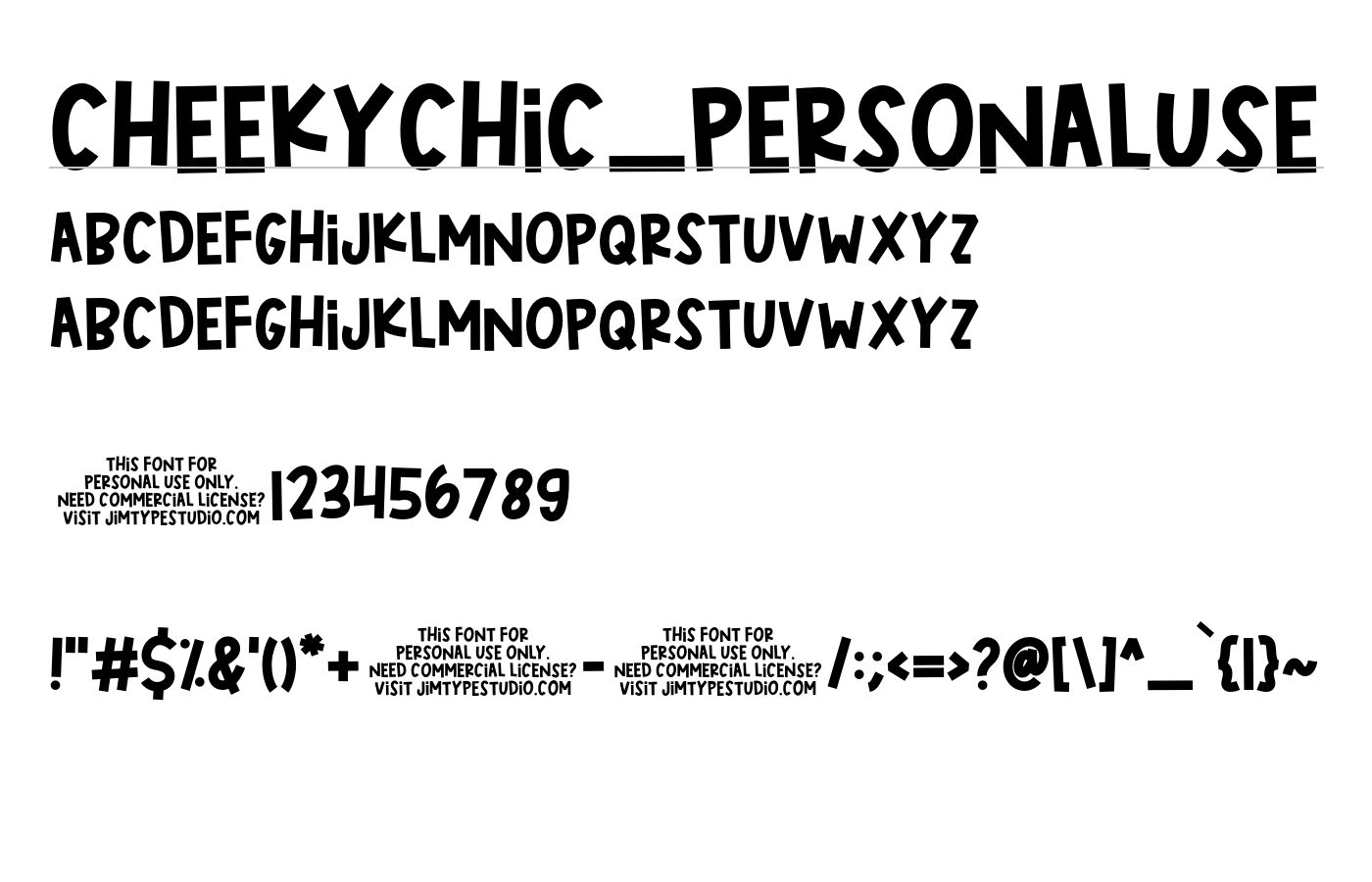 CheekyChic_PERSONALUSE Font preview