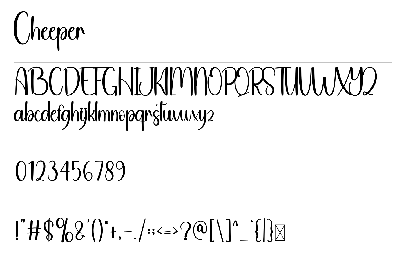 Cheeper Font preview