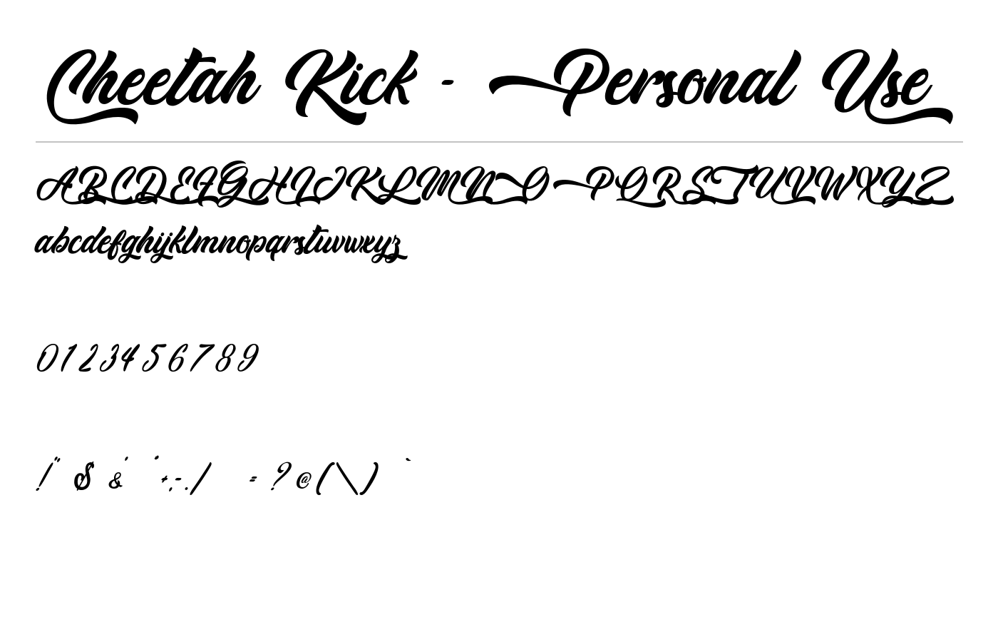Cheetah Kick - Personal Use Font preview