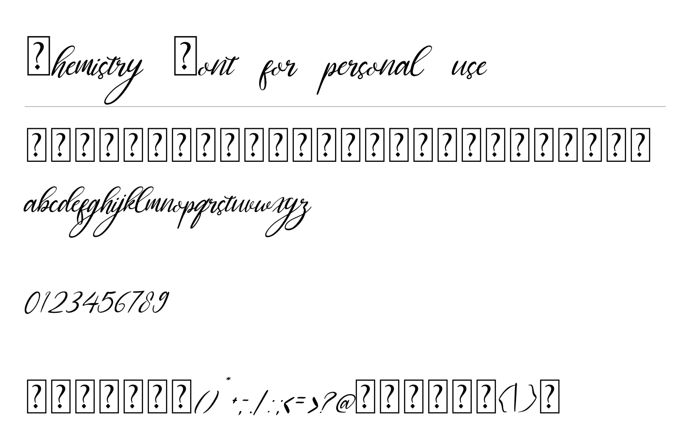 Chemistry Font for personal use Font preview