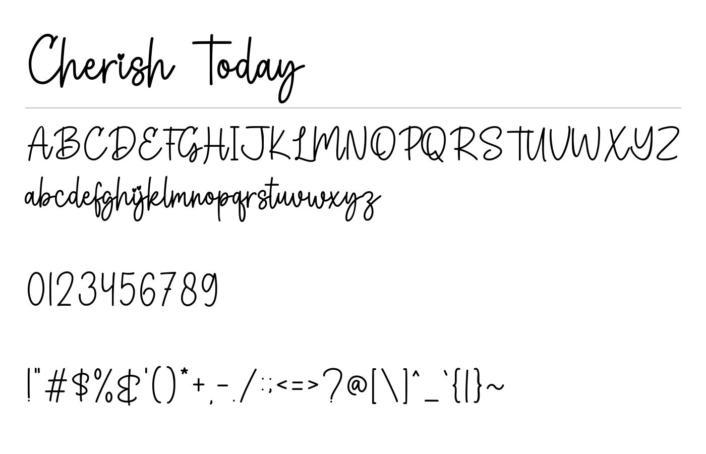 Cherish Today Font preview