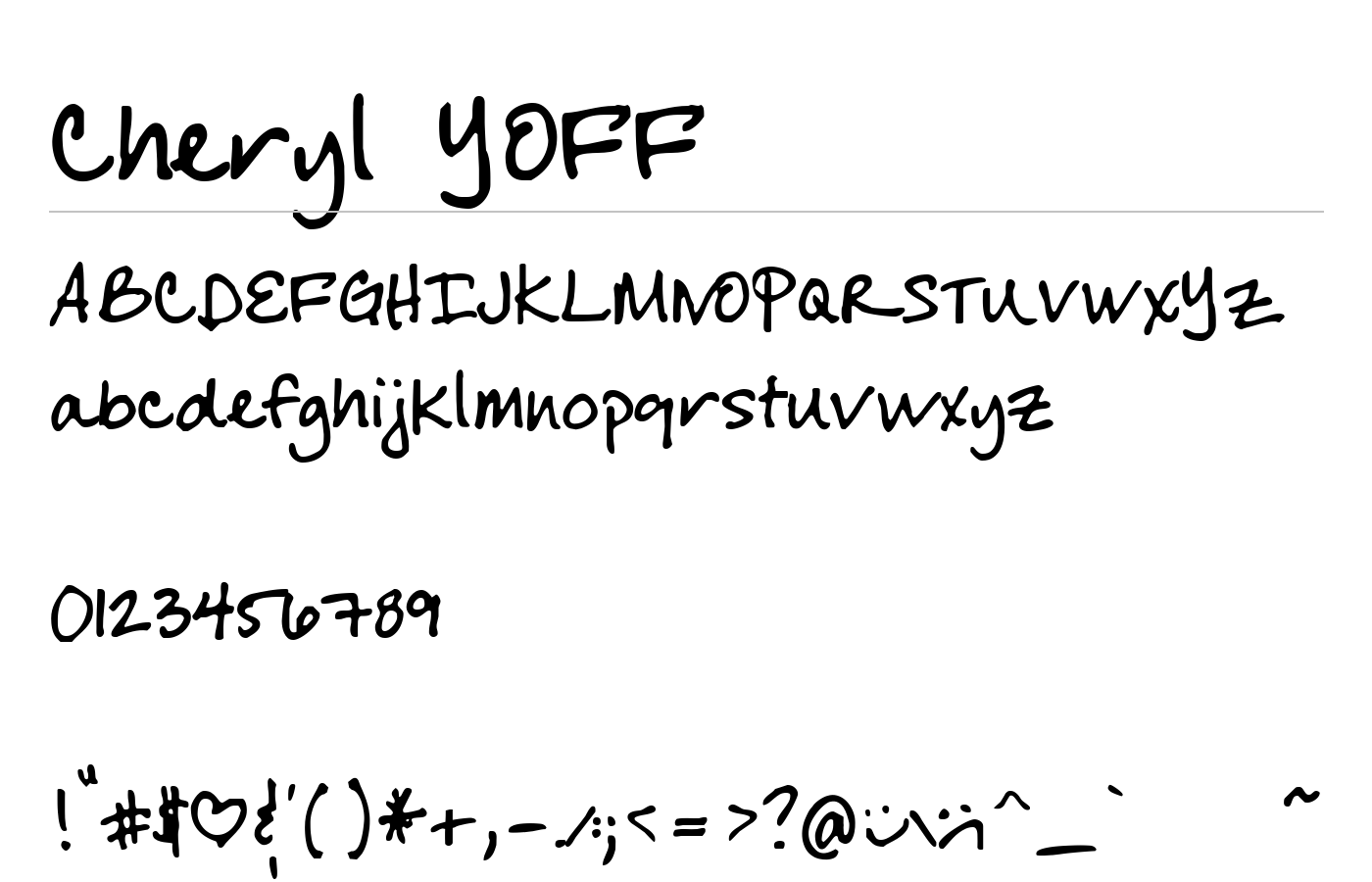 Cheryl YOFF Font preview