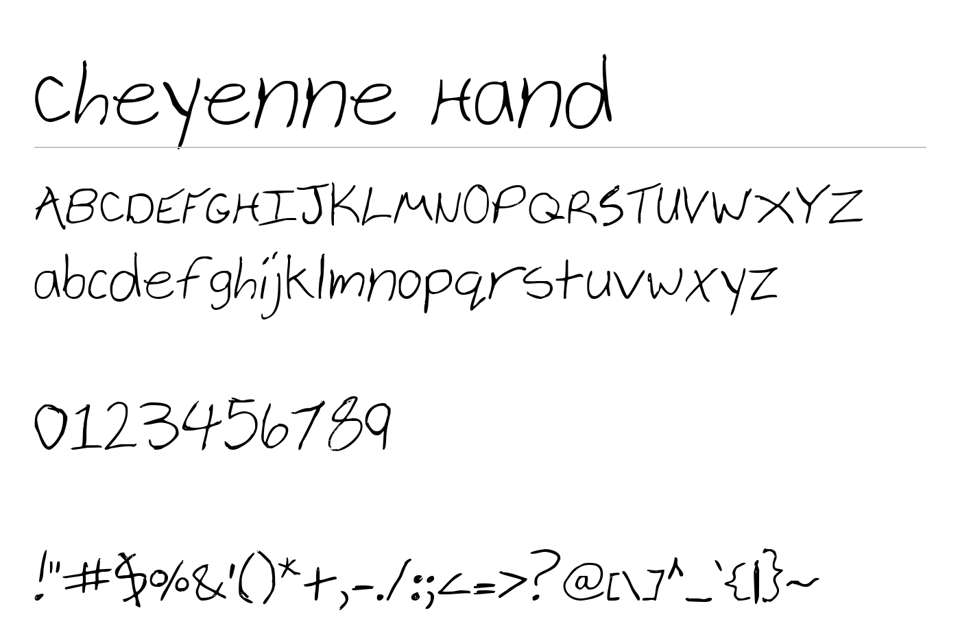 Cheyenne Hand Font preview
