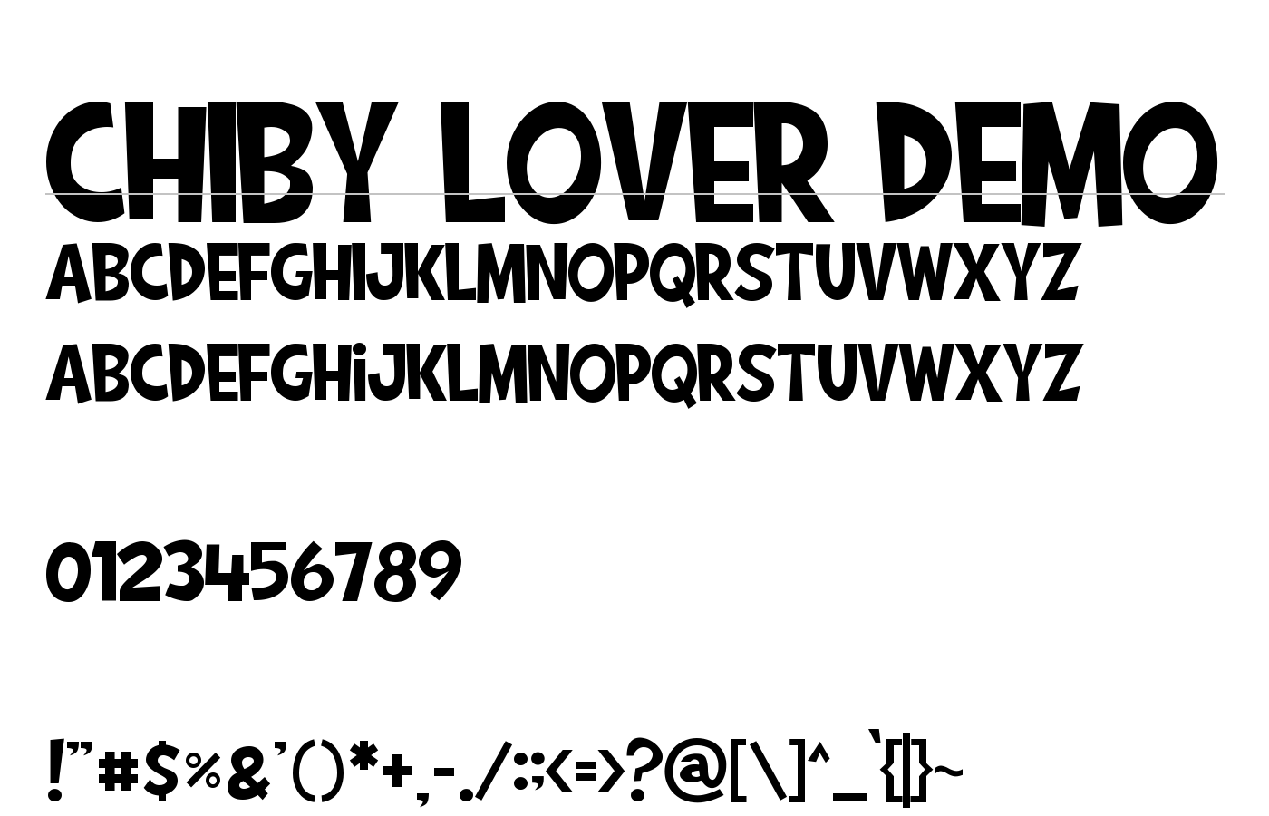 CHIBY LOVER DEMO Font preview