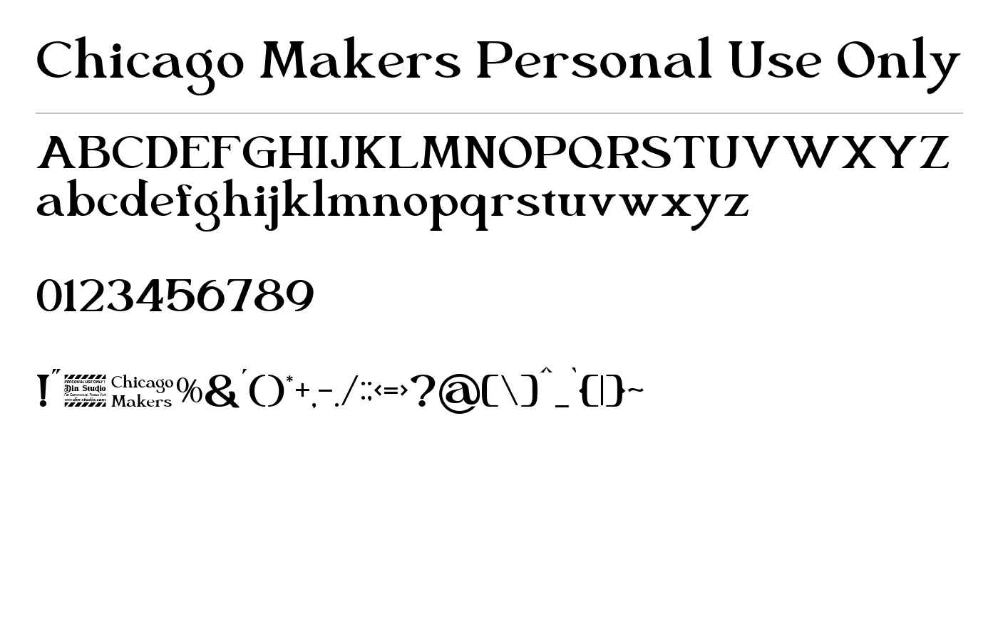 Chicago Makers Personal Use Font preview