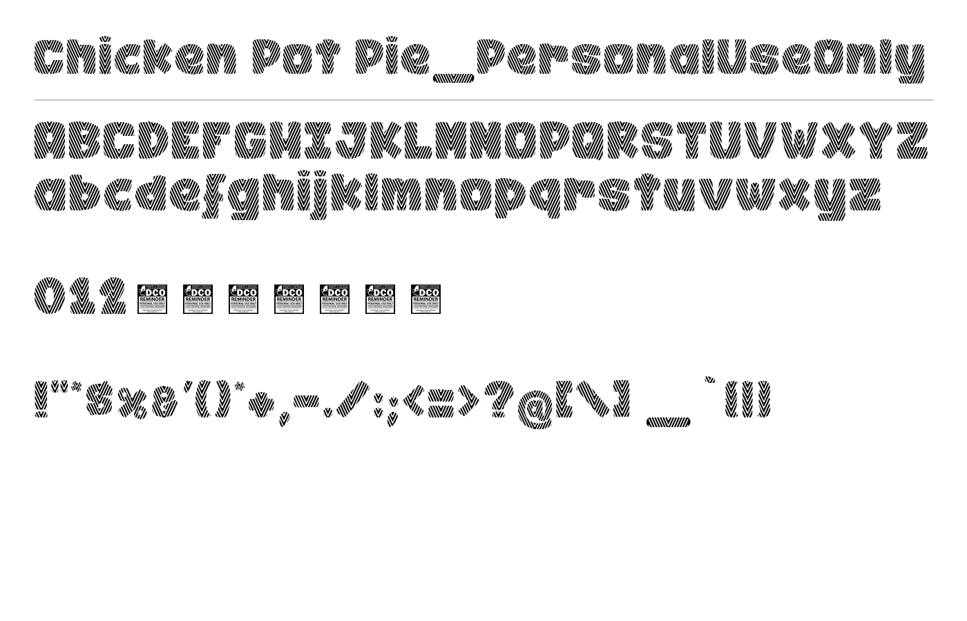 Chicken Pot Pie_PersonalUseOnly Font preview