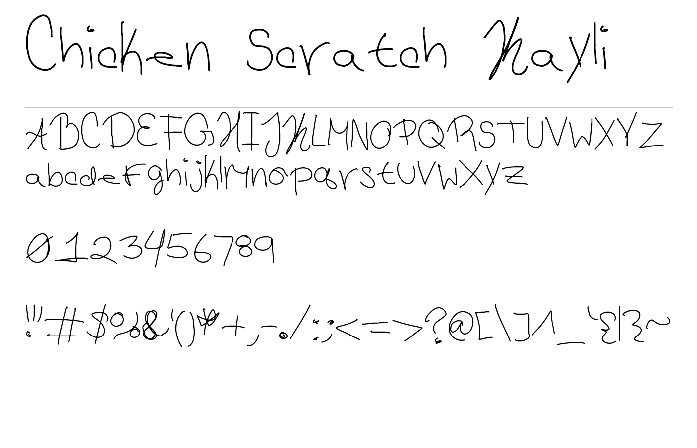 Chicken Scratch Kayli Font preview