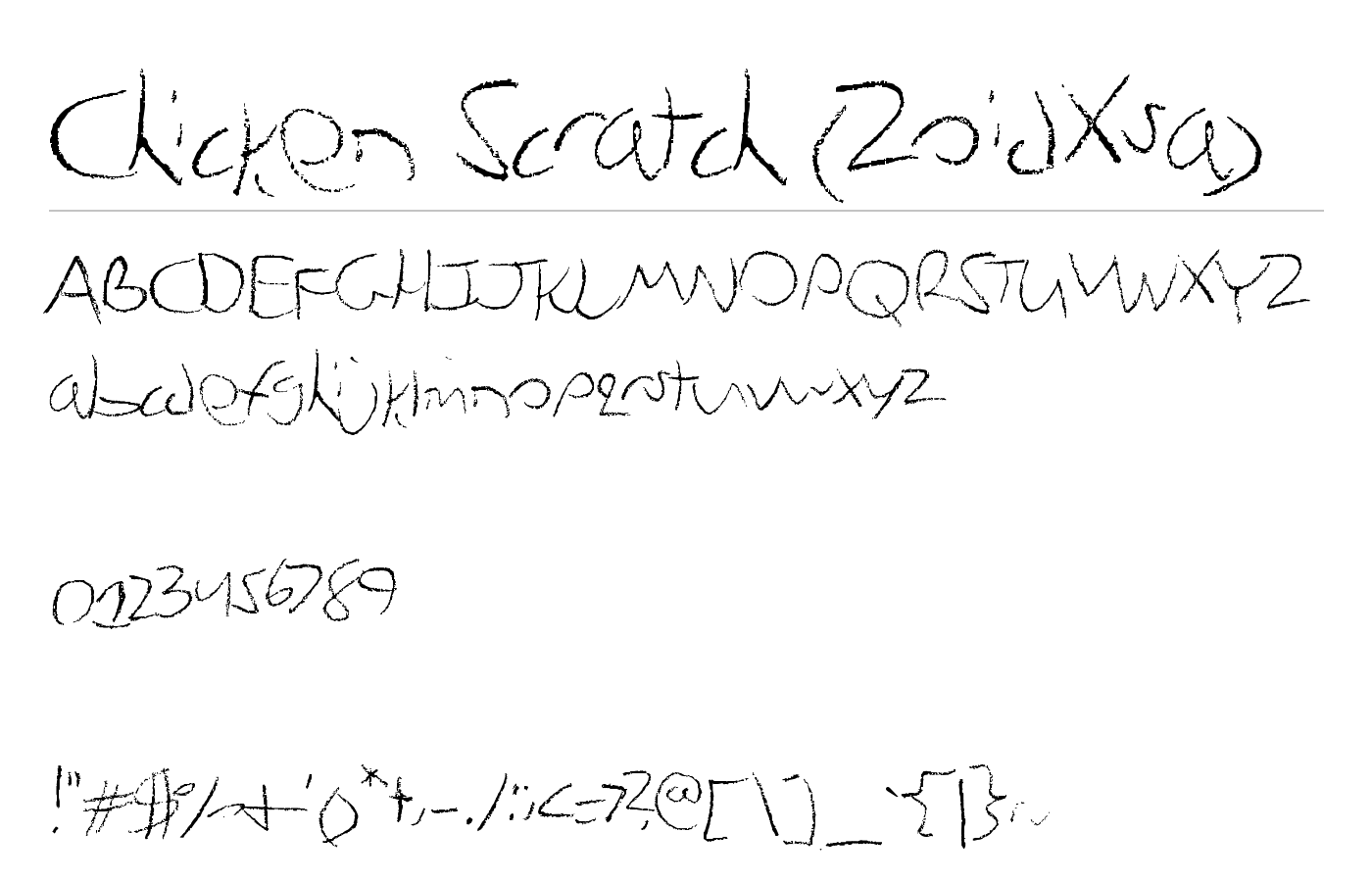 Chicken Scratch (ZoidXsa) Font preview