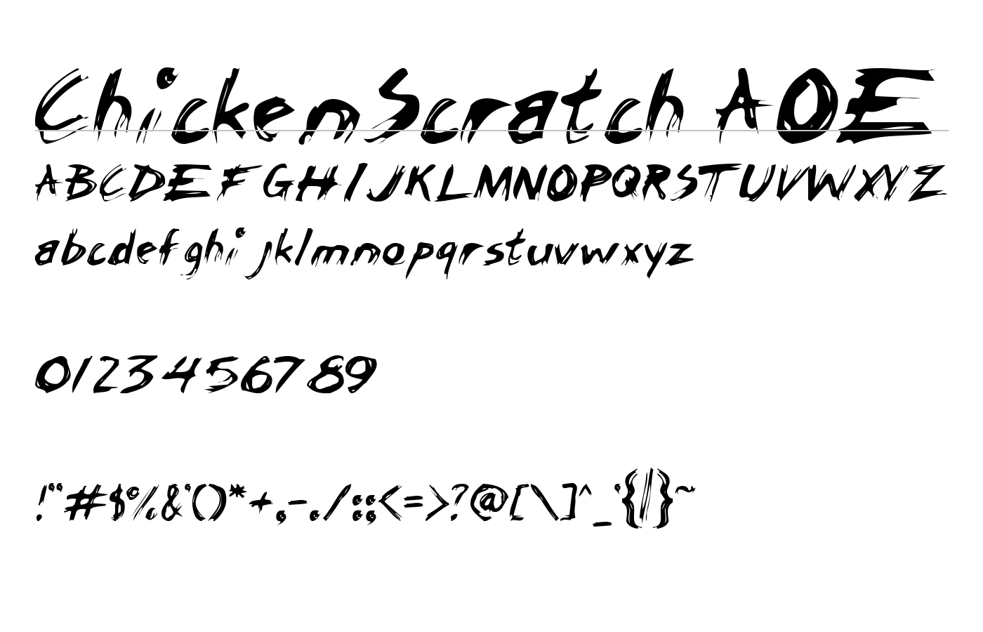 ChickenScratch AOE Font preview